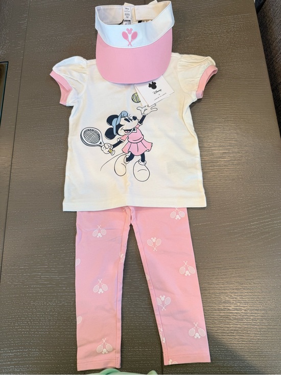 Janie and Jack Other - Janie and Jack Pink and White Minnie Tennis Pajama Set with Visor
